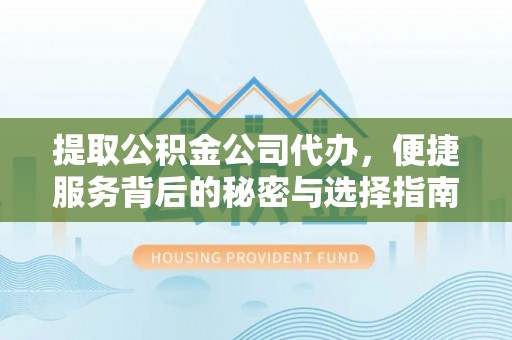咨询提取公积金公司代办，便捷服务背后的秘密与选择指南