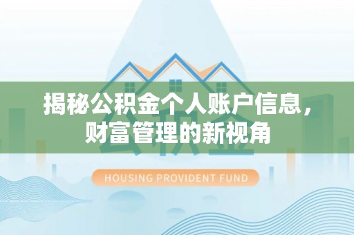咨询揭秘公积金个人账户信息，财富管理的新视角