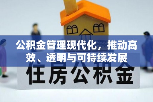 咨询公积金管理现代化，推动高效、透明与可持续发展