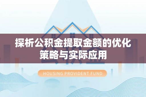 咨询探析公积金提取金额的优化策略与实际应用