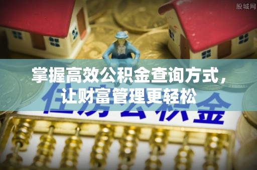 咨询掌握高效公积金查询方式，让财富管理更轻松