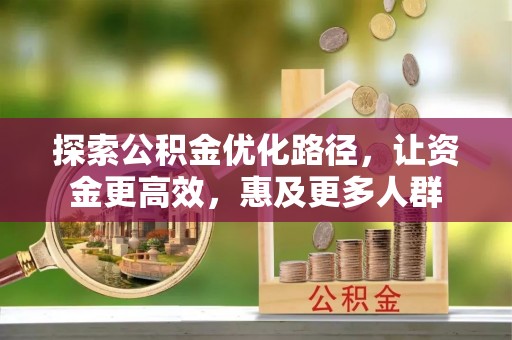 咨询探索公积金优化路径，让资金更高效，惠及更多人群