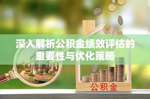 咨询深入解析公积金绩效评估的重要性与优化策略